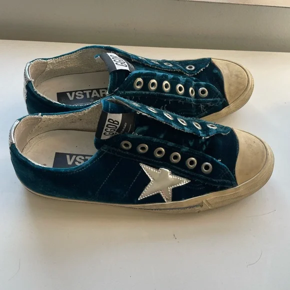 Golden Goose Shoes Golden Goose Turquoise Velvet Sneakers